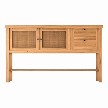 Gabin Pine & Woven Buffet: Elegant 1420 x 370 x 840H mm Design 3D model image 1 