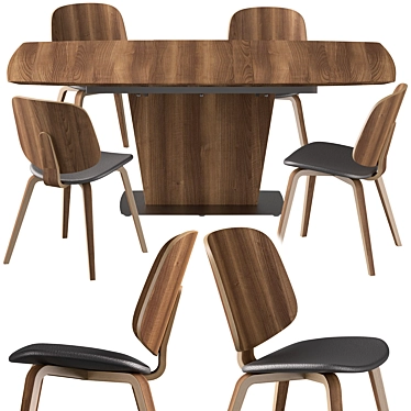 Modern Boconcept Milano Table-Aarhus Dining Chair Set 3D model image 1 