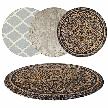 Round Patterned Rug 117x1.6cm 3D model image 1 