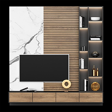 Versatile TV Stand with Bookshelf 3D model image 1 