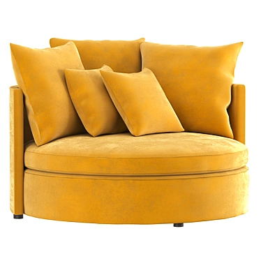 Mustard Velvet 2-Seater Sofa 3D model image 1 