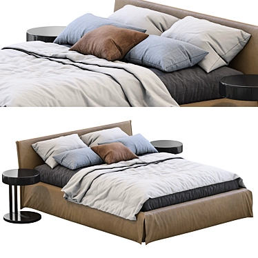 Meridiani Leather Bed: Fox Design 3D model image 1 