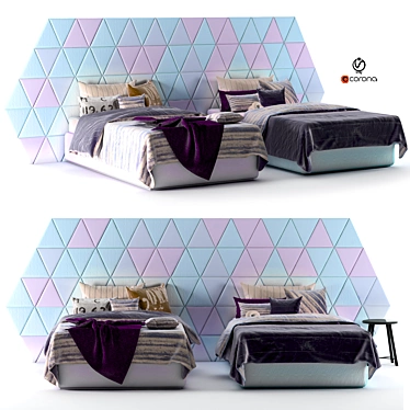 Sleek Bed Light Set 3D model image 1 