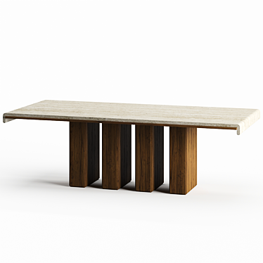 Travertine Draped Wood Dining Table 3D model image 1 