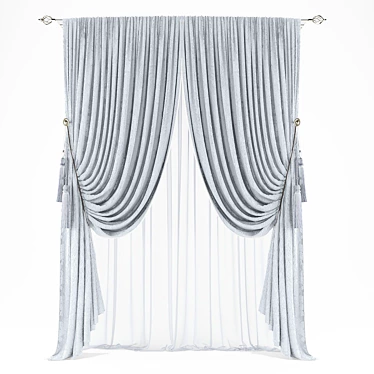 Elegant White Window Curtains 3D model image 1 