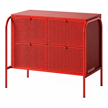 Nikkeby Red Steel 4-Drawer Dresser 3D model image 1 