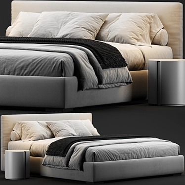 Elegant Meridiani Stone Bed 3D model image 1 