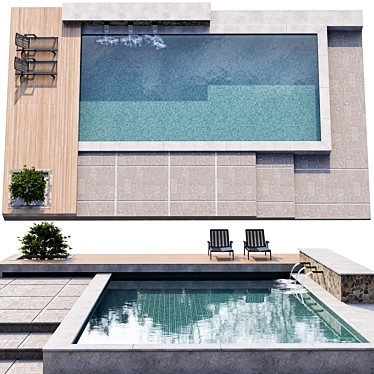 Sleek Pool Design with Realistic Details! 3D model image 1 