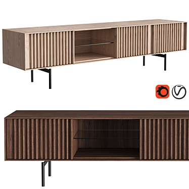 Modern TV Stand with Glass Shelf - KA-BERA 005 3D model image 1 