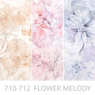 Flower Melody Panels: Vibrant Design Wallpapers, Customizable Size 3D model image 1 