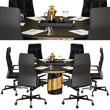 Sleek Circular Meeting Table 3D model image 1 