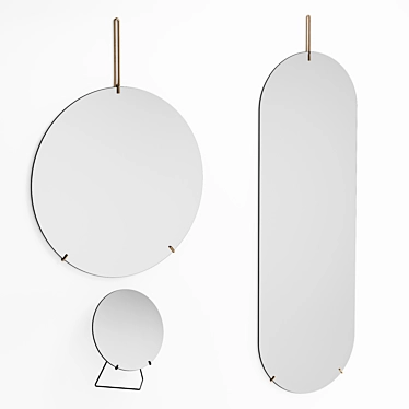 Elegant Moebe Mirrors in Brass & Black 3D model image 1 