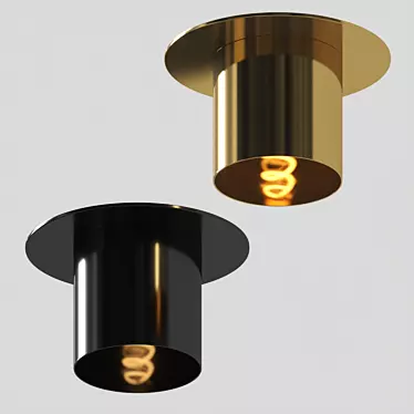 Brass Flush Mount Light: Elegant & Timeless 3D model image 1 