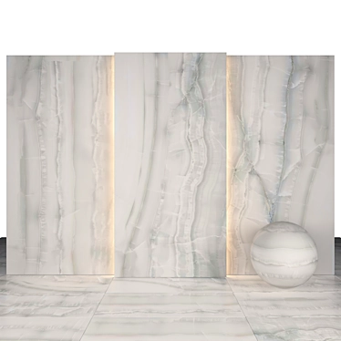 Elegant Akoya Silver Marble Slabs 3D model image 1 