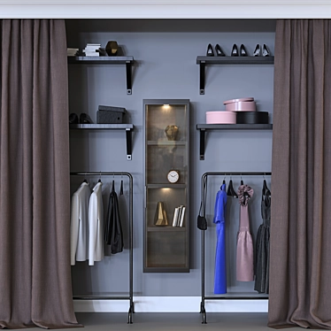 2-Compartment Wardrobe with Editable Poly 3D model image 1 