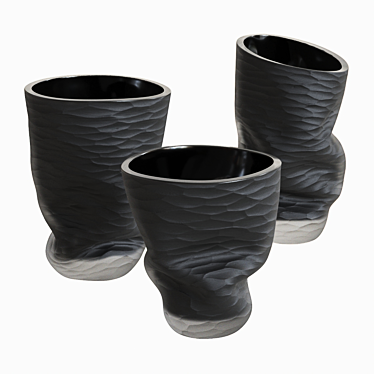 Sleek Black Glass Vases 3D model image 1 