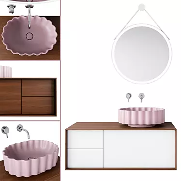 Elegant Conchiglia Washbasin & Atollo Cabinet 3D model image 1 
