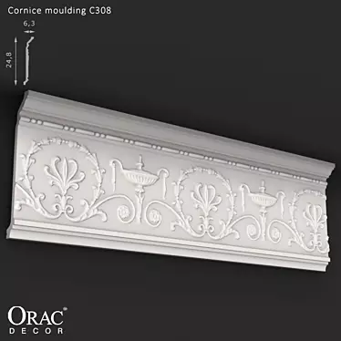 Classic Cornice C308 - Unique Decor for Your Space 3D model image 1 