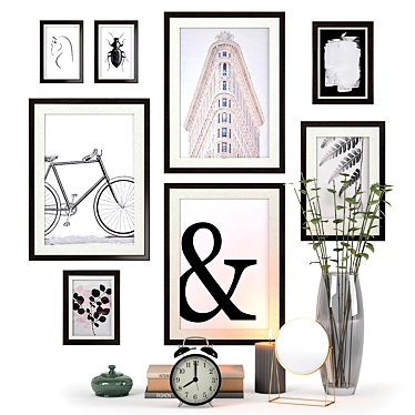 IKEA Decor Set: Clock, Frame, Vase, Candle & Mirror 3D model image 1 