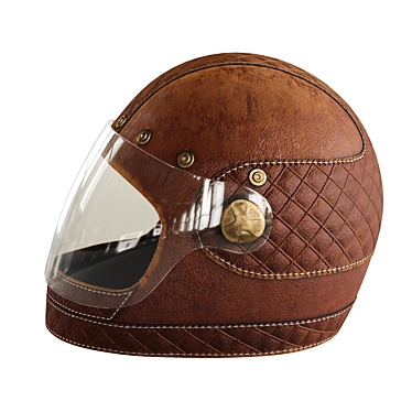 Vintage Leather Moto Helmet 3 3D model image 1 