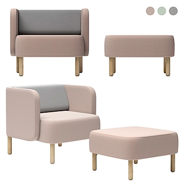  Cozy Comfort: Story Easy Chair & Pouf 3D model image 1 