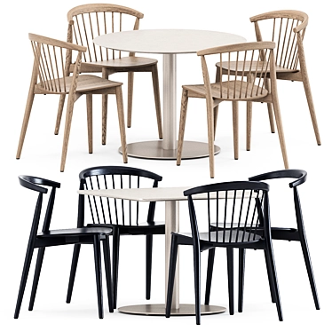 Modern Newood Chairs & Elegant T-table 3D model image 1 