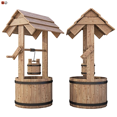 Wooden Garden Well: Decorative Outdoor Décor 3D model image 1 