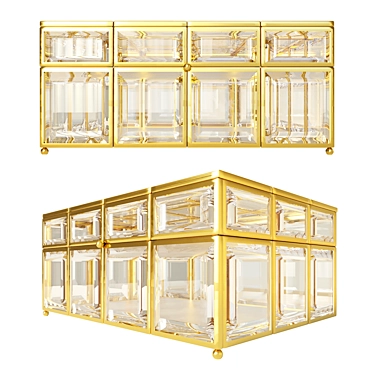 Glass & Golden Metal Jewelry Casket 3D model image 1 