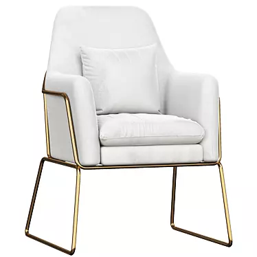 Modern Gray Velvet Accent Chair with Gold Legs 3D model image 1 