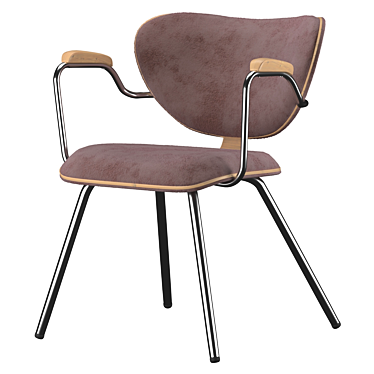 ROXA: Stylish Metal and Wood Designer Chair 3D model image 1 