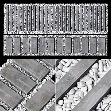 Pebble Slab Paving Road Plate 3D model image 1 