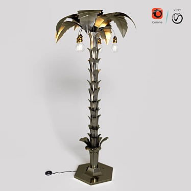 Luxury Gold Palm Leaf Floor Lamp 3D model image 1 