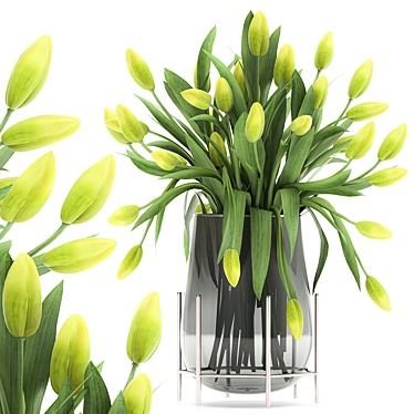 Spring Green Tulip Bouquet 3D model image 1 