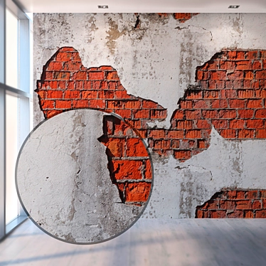 Destructed Brick Wall Texture 3D model image 1 