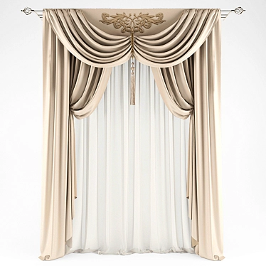 Elegant Drapery Set 3D model image 1 