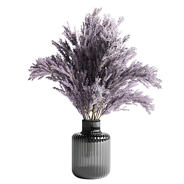 Elegant Dry Lavender Bouquet in Glass Vase 3D model image 1 