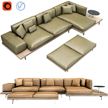 Contemporary Velvet Sofa - Modern Elegance 3D model image 1 