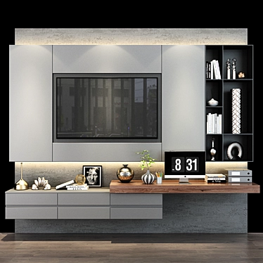 Sleek TV Stand Shelf 3D model image 1 