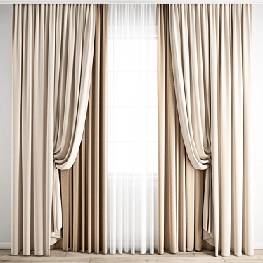 Elegant Poly Curtain Set 3D model image 1 