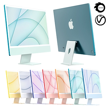 2021 Apple iMac M1: Sleek and Powerful 3D model image 1 