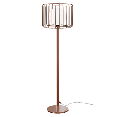 Elegant Gold-White Floor Lamp, 142cm 3D model image 1 