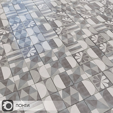 Ponti Concrete Matte Ceramic Tiles 3D model image 1 