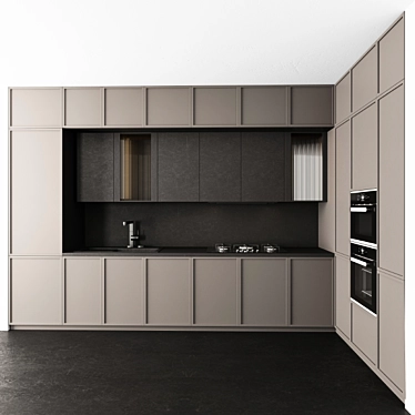 Neo Classic Kitchen - Black/Brown 32 3D model image 1 