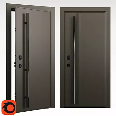 Aviation-Grade Domani Solid Entry Doors 3D model image 1 