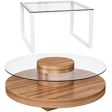 Modern Metal and Glass Coffee Tables Set 3D model image 1 