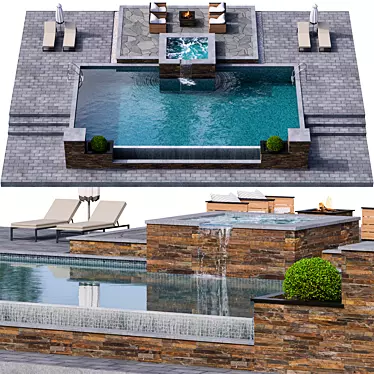 Modern Pool Design: 14x19 M2 3D model image 1 