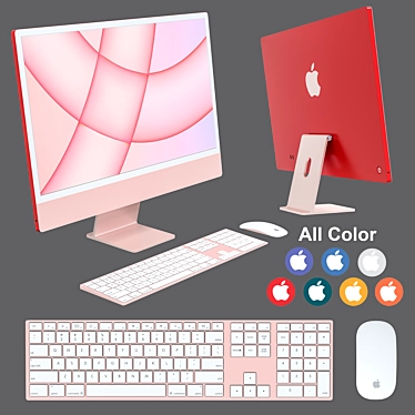 Apple iMac M1 24: Sleek Design with Magic Keyboard & Mouse 3D model image 1 