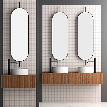 Industrial Loft Style Bathroom Set 3D model image 1 