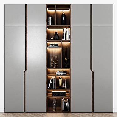 Modern Open Shelving Wardrobe 3D model image 1 