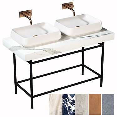 ABK BATH DESIGN Set H: Sleek Multi-texture Washbasin 3D model image 1 